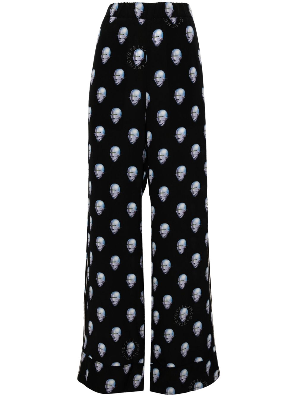 Stella McCartney graphic-print wide-leg silk trousers - Black von Stella McCartney