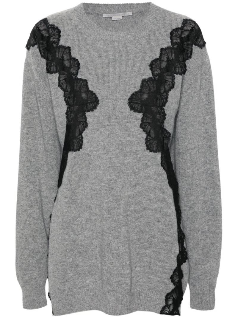 Stella McCartney lace-detail wool minidress - Grey von Stella McCartney