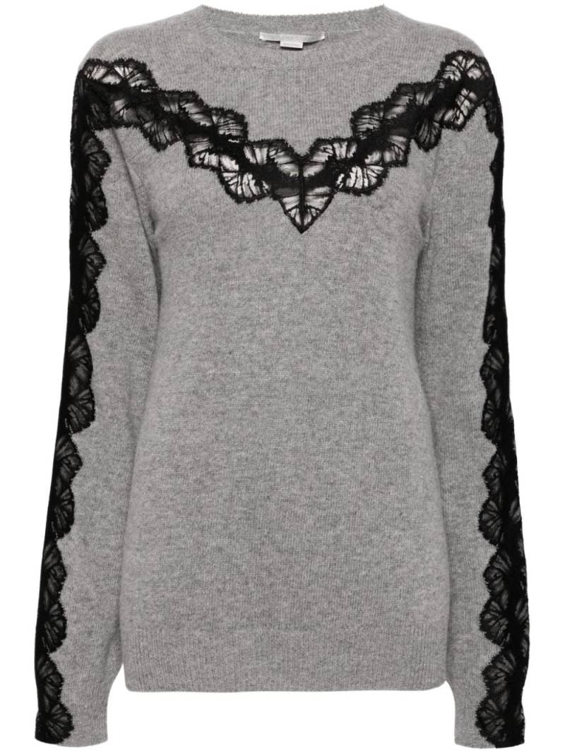 Stella McCartney lace insert long sleeve jumper - Grey von Stella McCartney