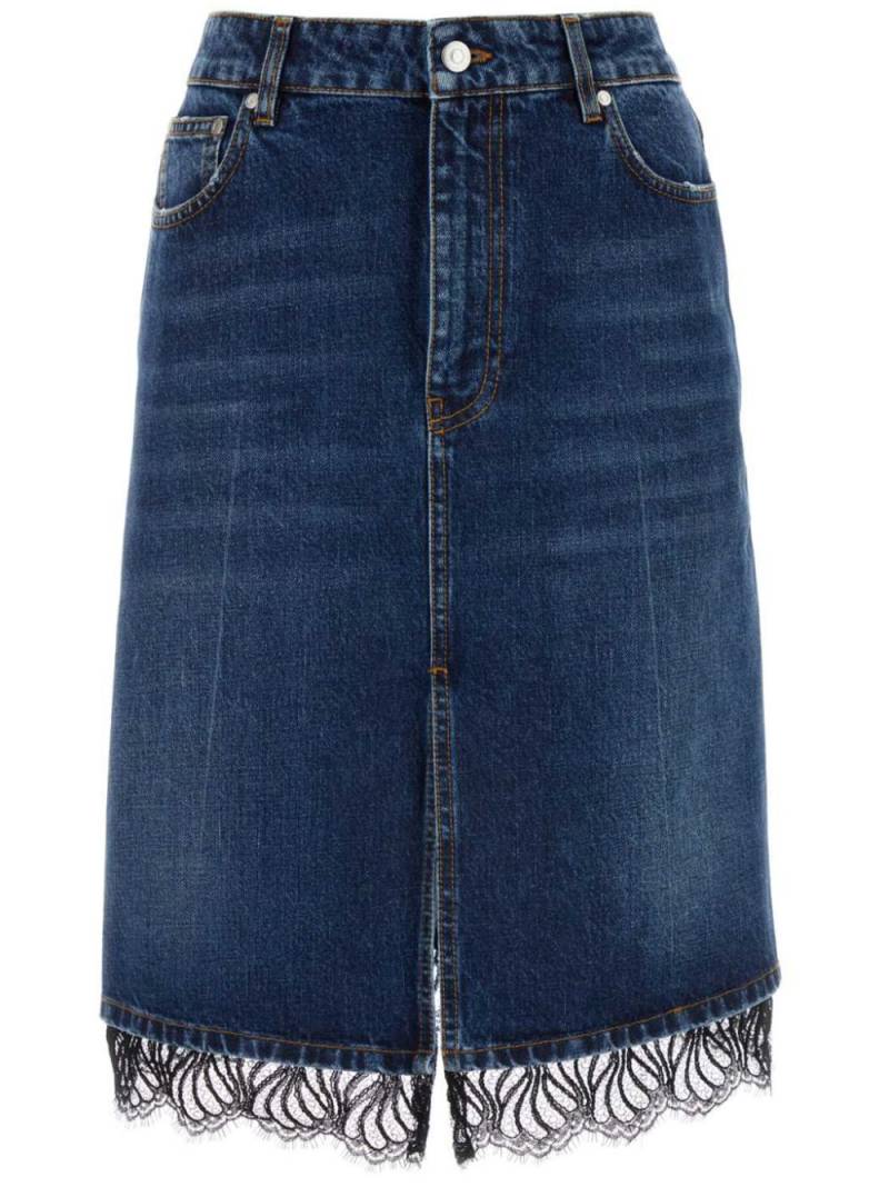 Stella McCartney lace-trim denim skirt - Blue von Stella McCartney