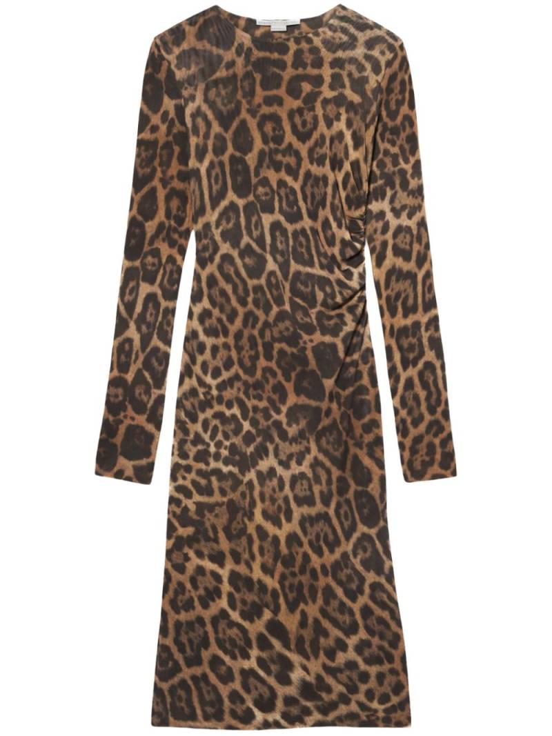 Stella McCartney leopard long-sleeve midi dress - Brown von Stella McCartney