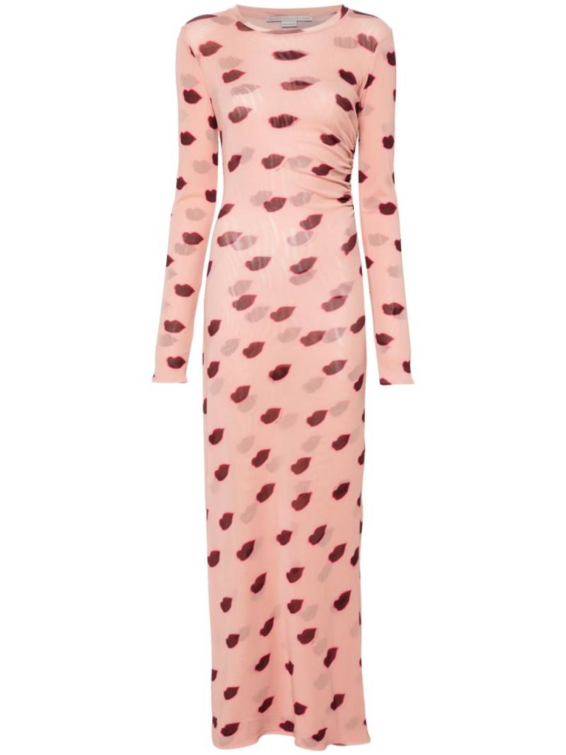 Stella McCartney lips-print mesh maxi dress - Pink von Stella McCartney