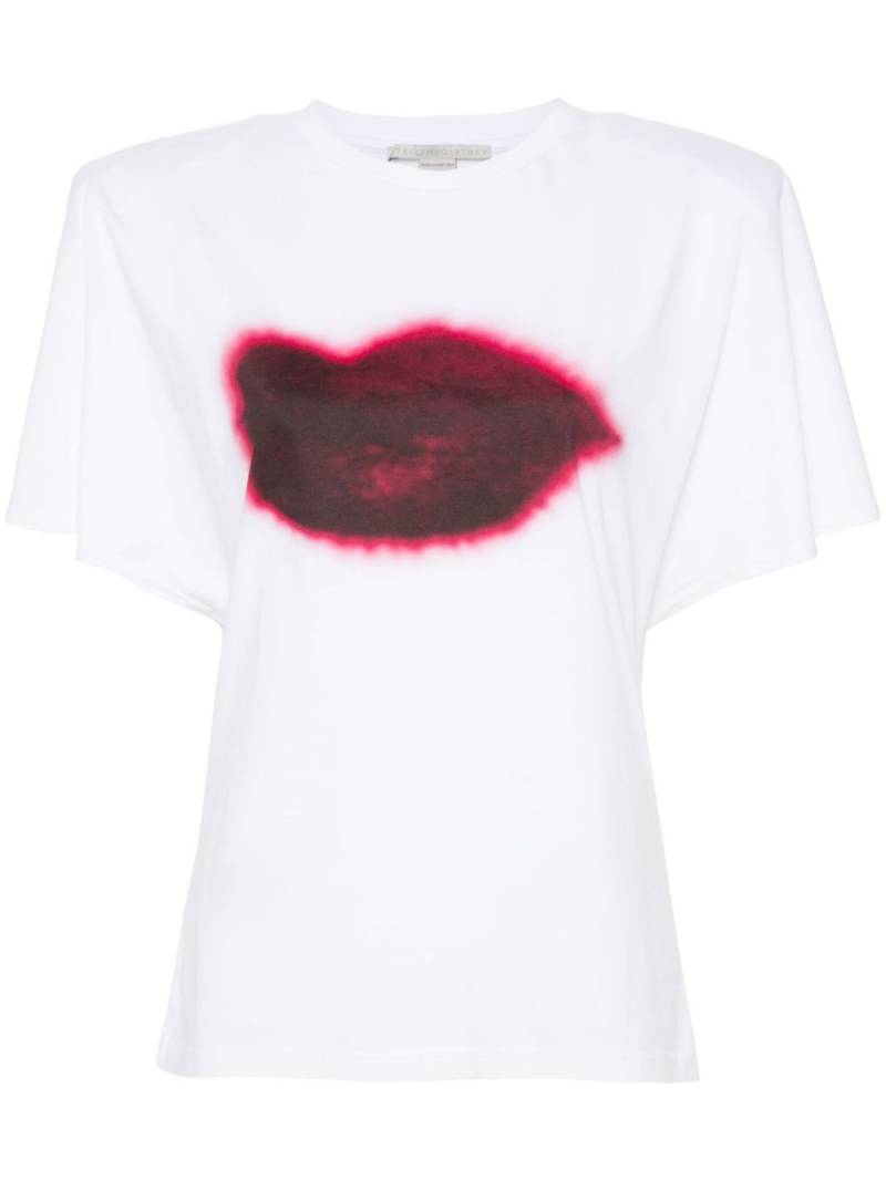 Stella McCartney lips-print shoulder-pads T-shirt - White von Stella McCartney