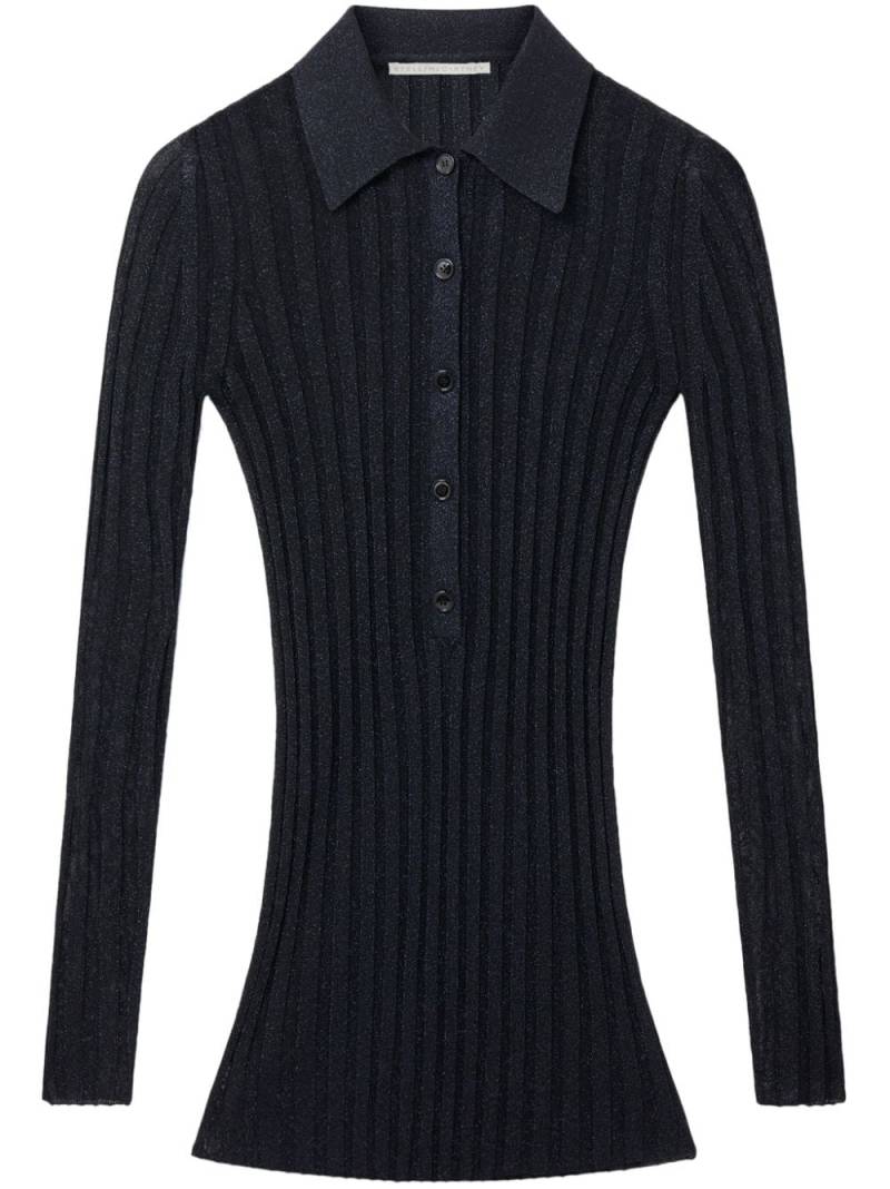 Stella McCartney lurex ribbed-knit polo top - Blue von Stella McCartney