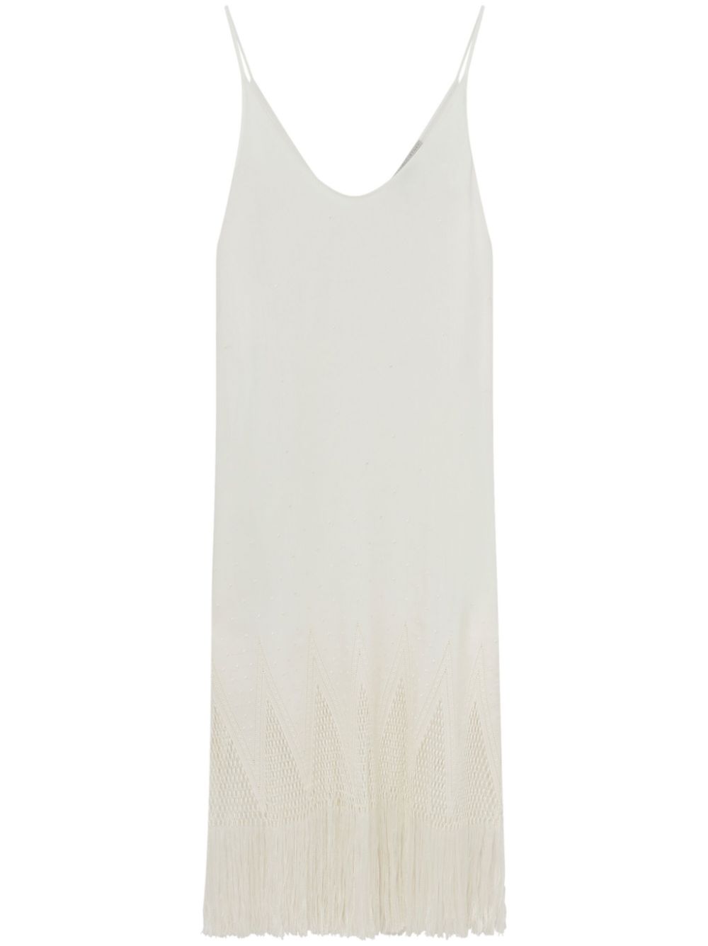 Stella McCartney open-knit fringe midi dress - White von Stella McCartney