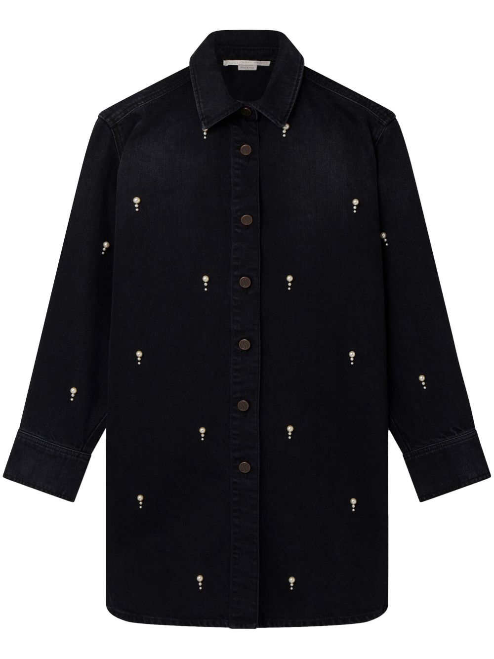 Stella McCartney pearl-detail denim shirt - Black von Stella McCartney