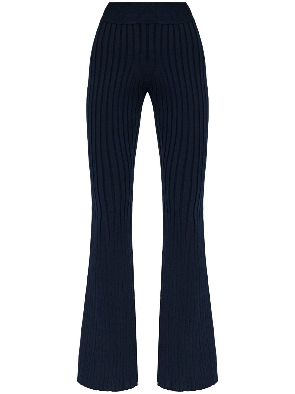 Stella McCartney ribbed-knit flared leggings - Blue von Stella McCartney