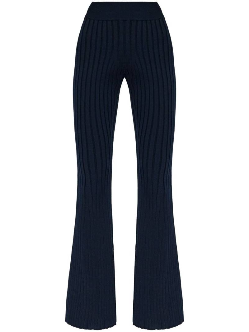 Stella McCartney ribbed-knit flared leggings - Blue von Stella McCartney