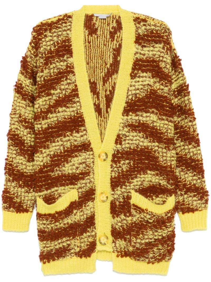 Stella McCartney tiger-pattern bouclé cardigan - Yellow von Stella McCartney