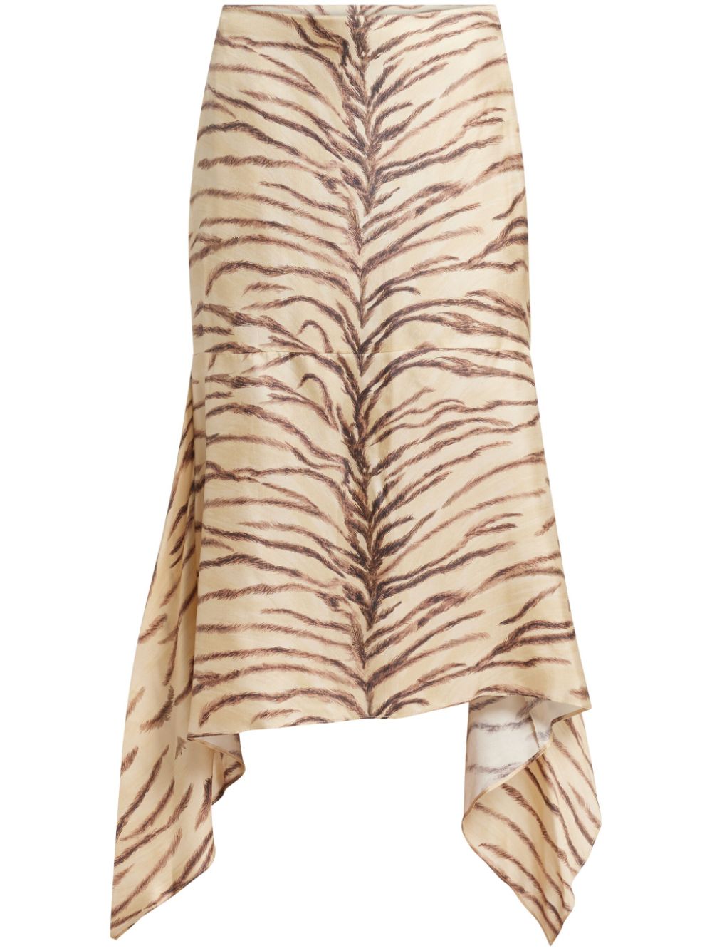 Stella McCartney tiger-print midi skirt - Neutrals von Stella McCartney