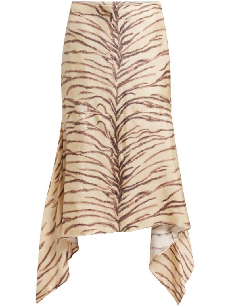 Stella McCartney tiger-print midi skirt - Neutrals von Stella McCartney