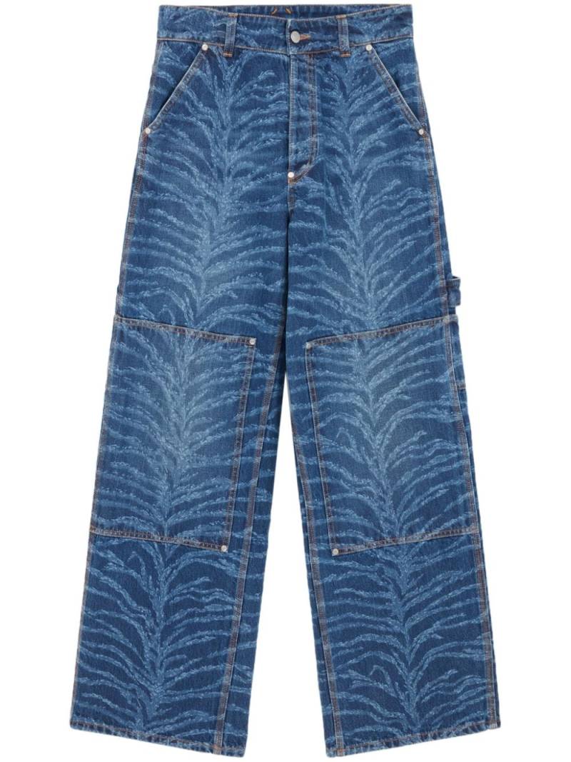 Stella McCartney tiger-print wide-leg cargo jeans - Blue von Stella McCartney