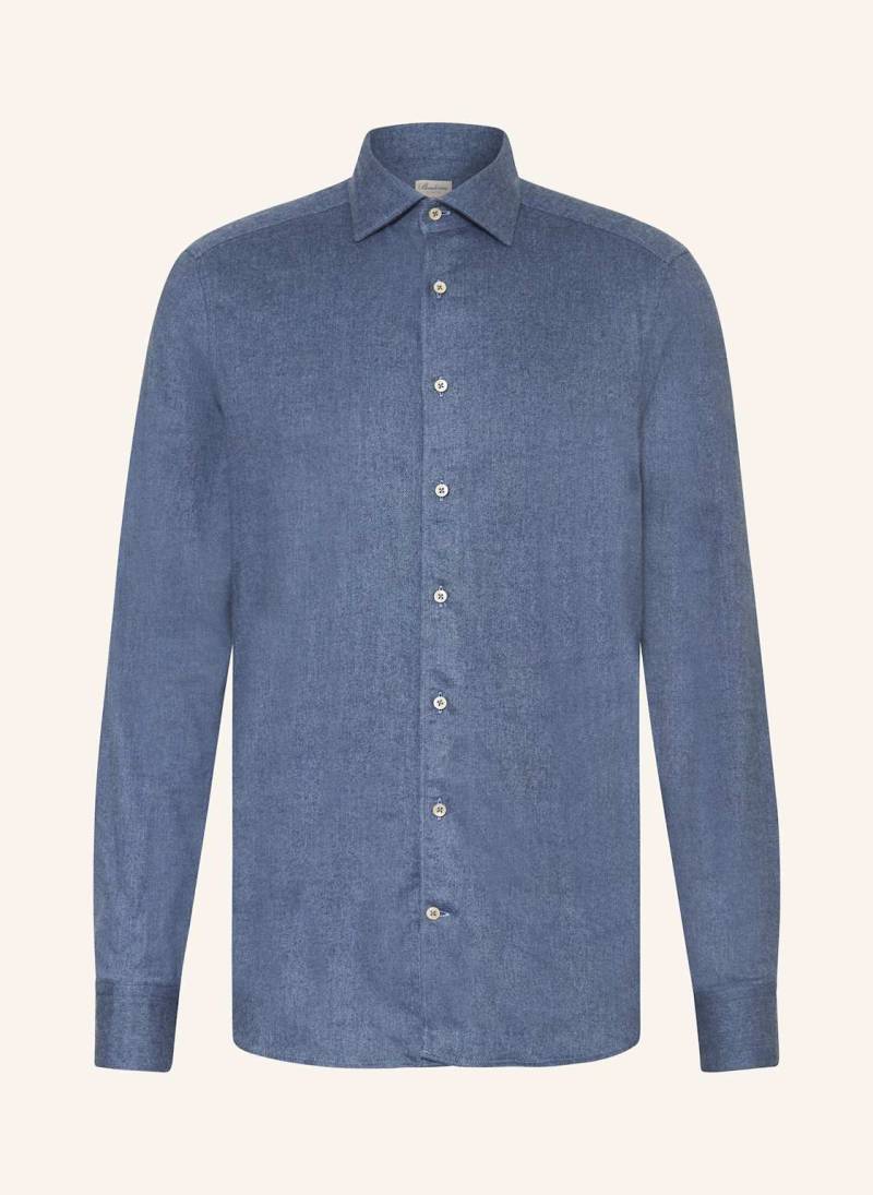 Stenströms Flanellhemd Slimline Fit blau von Stenströms