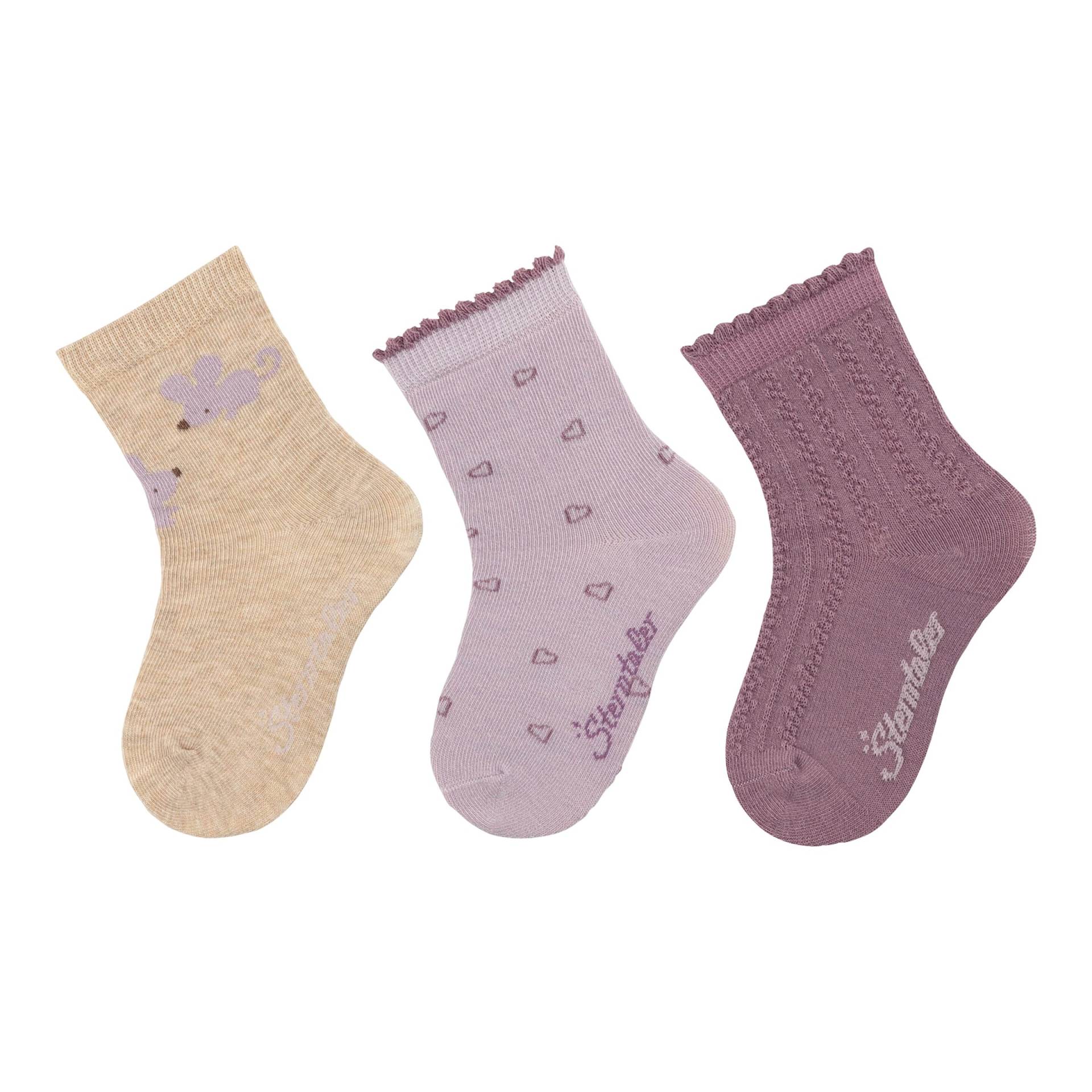 3er-Pack Socken Mäuse Ajour von Sterntaler