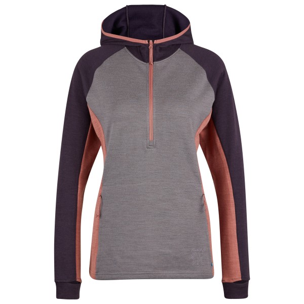 Stoic - Women's Merino260 StadjanSt. 3/4 Zip w. Hood - Merinohoodie Gr 36 grau von Stoic