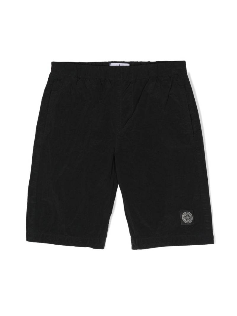 Stone Island Junior Compass-appliqué shell swim shorts - Black von Stone Island Junior