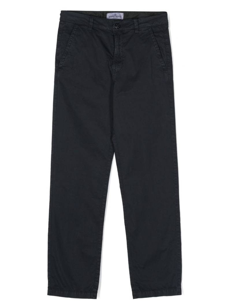 Stone Island Junior Compass-appliqué straight-leg trousers - Blue von Stone Island Junior