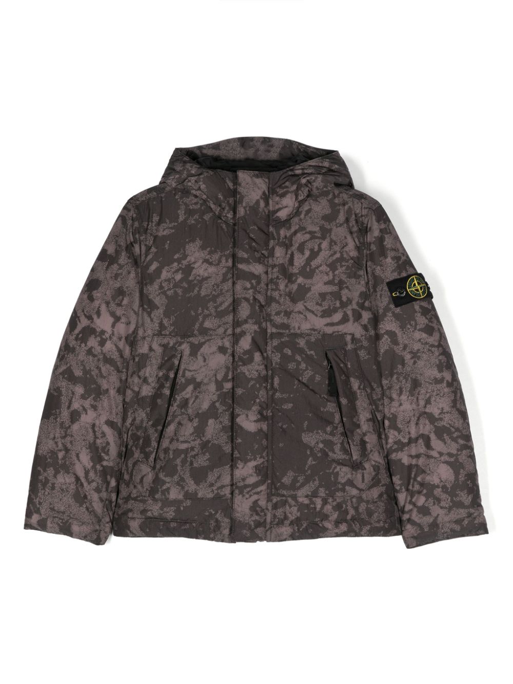 Stone Island Junior Compass-badge hooded down jacket - Black von Stone Island Junior