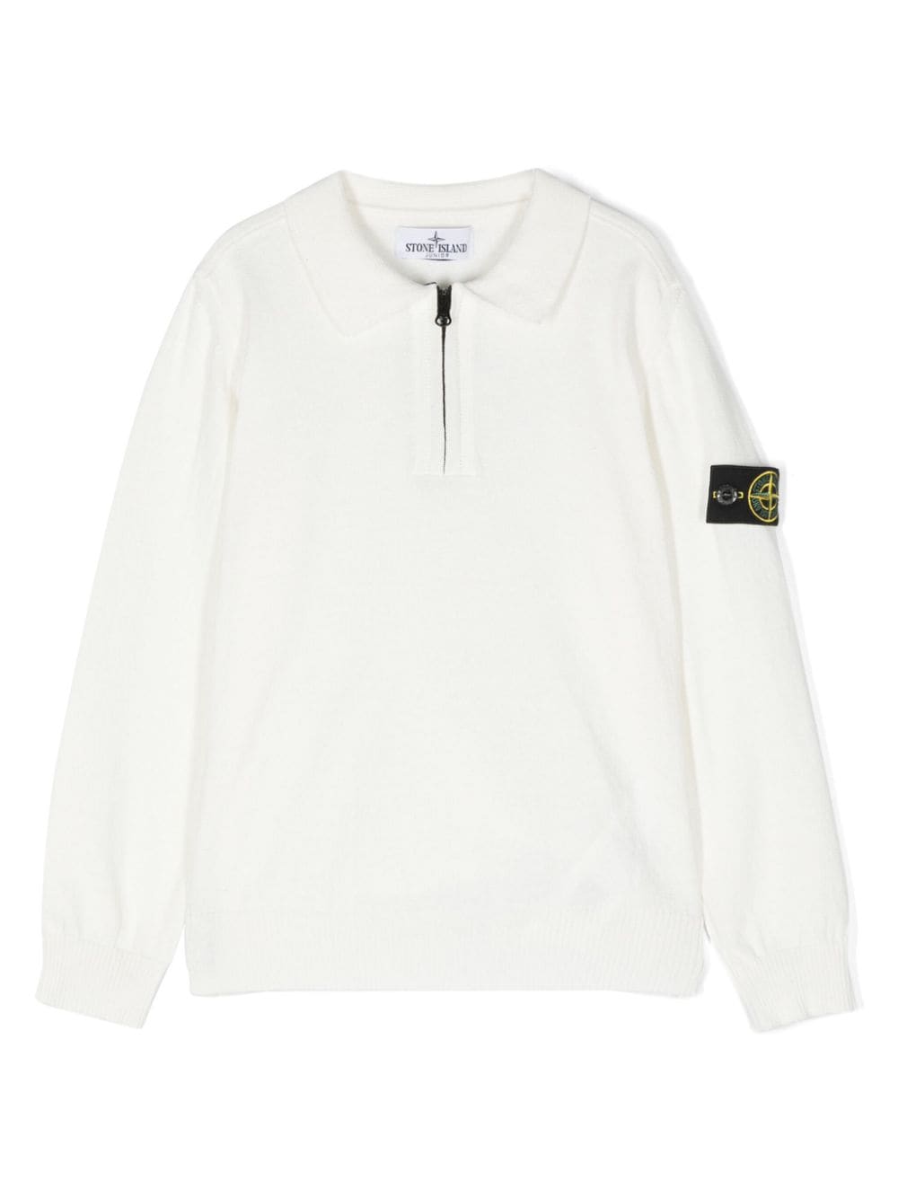 Stone Island Junior Compass-badge knitted polo shirt - White von Stone Island Junior