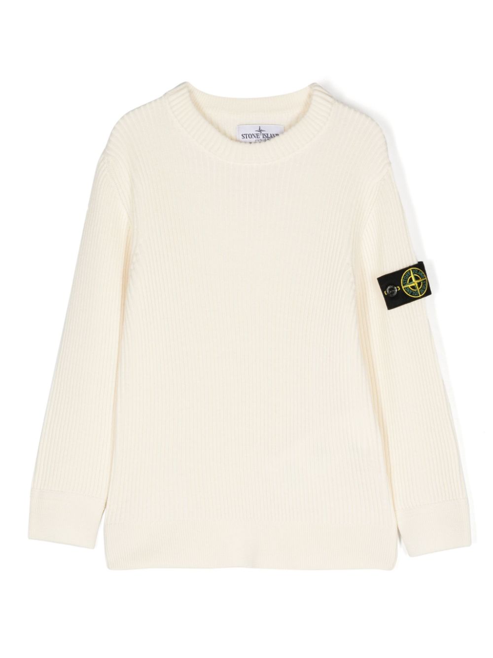 Stone Island Junior Compass-badge ribbed jumper - White von Stone Island Junior