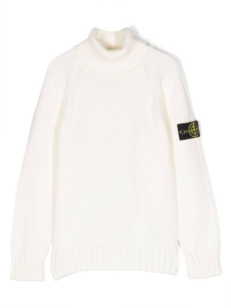 Stone Island Junior Compass-badge roll-neck jumper - White von Stone Island Junior