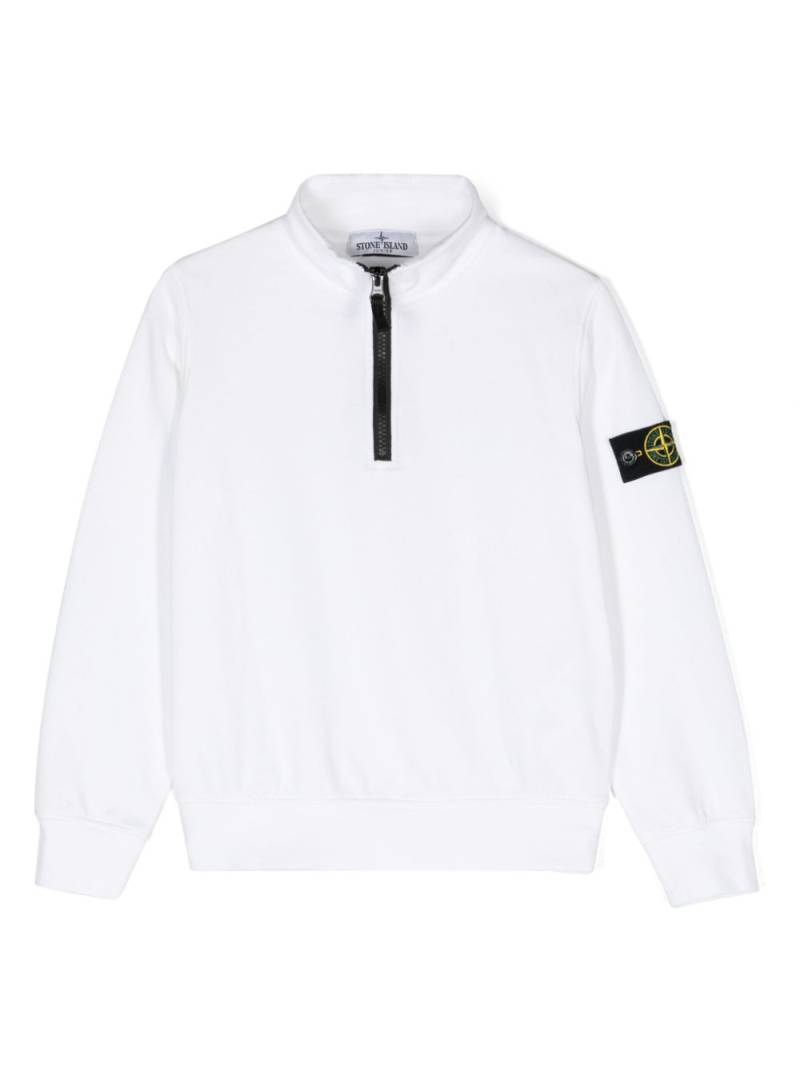 Stone Island Junior Compass-badge zip-collar sweatshirt - White von Stone Island Junior