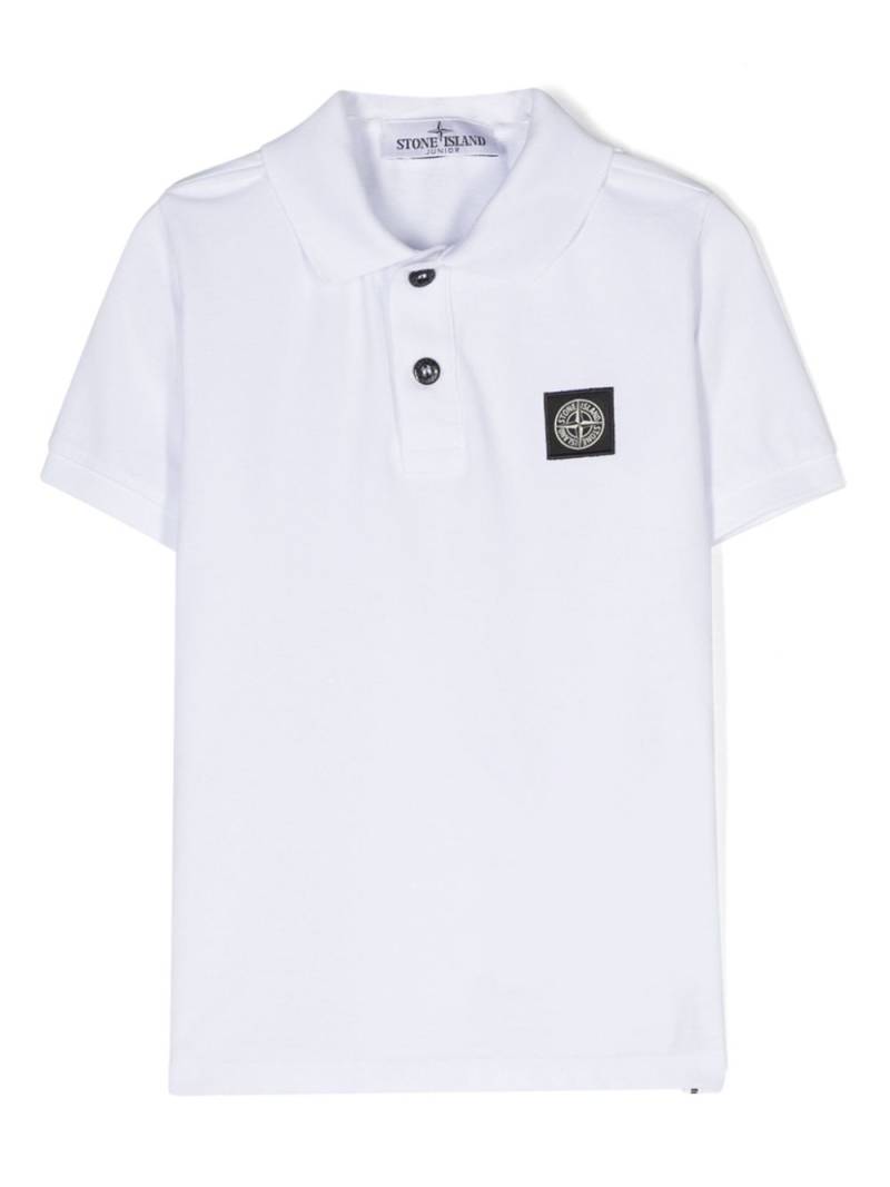 Stone Island Junior Compass cotton polo shirt - White von Stone Island Junior