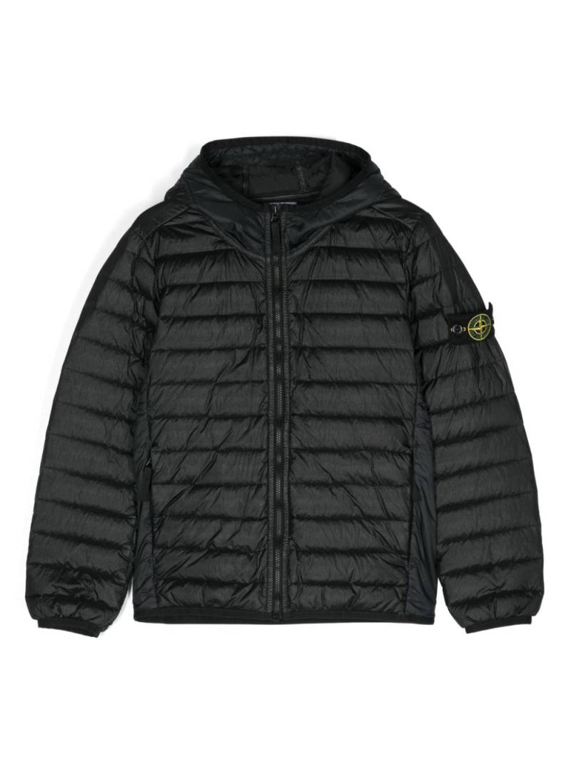 Stone Island Junior Compass hooded puffer jacket - Black von Stone Island Junior