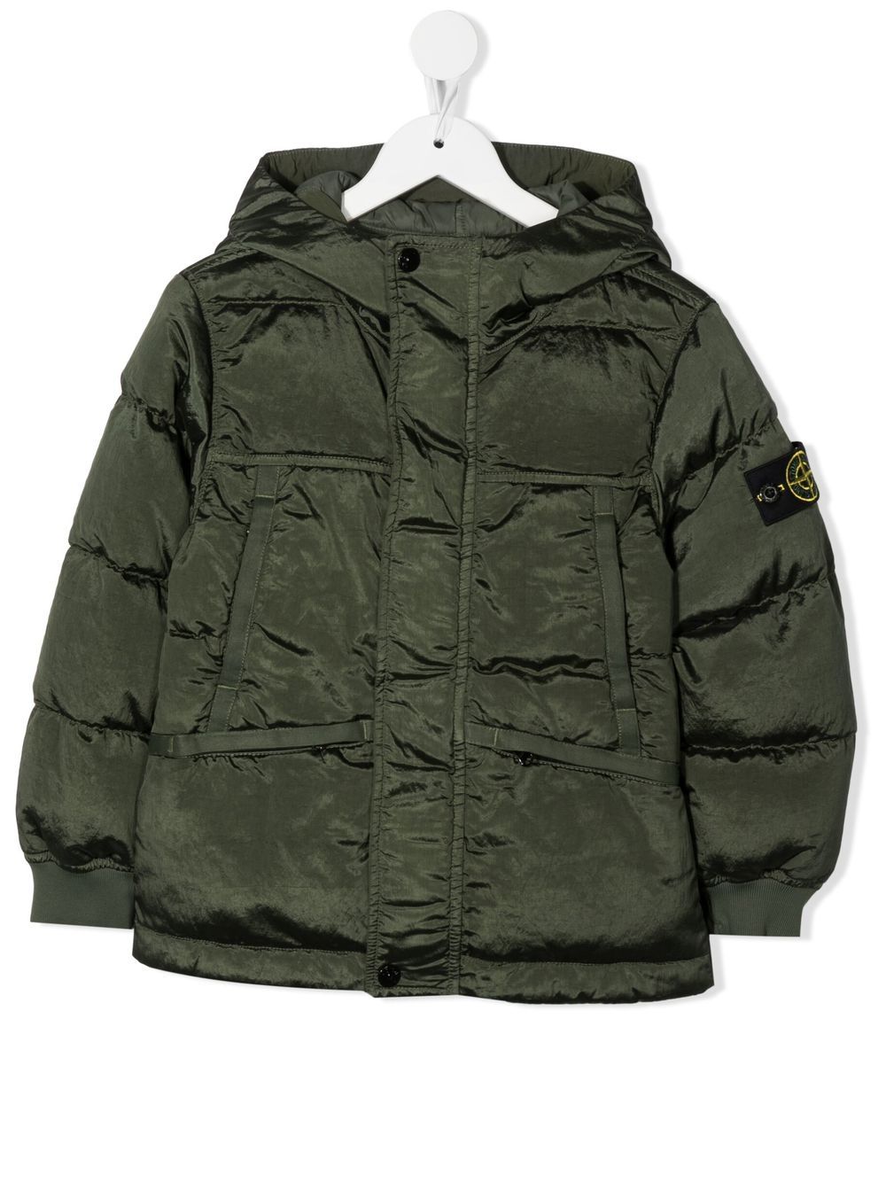 Stone Island Junior Compass-logo hooded padded jacket - Green von Stone Island Junior