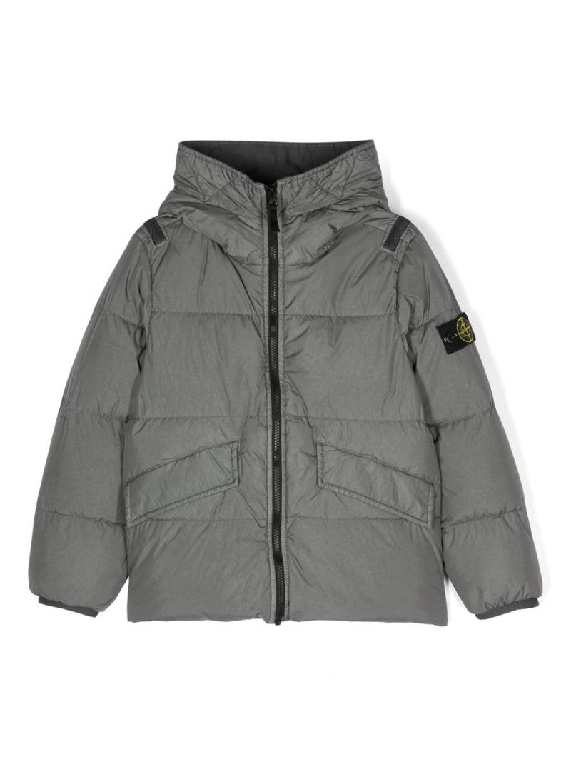 Stone Island Junior Compass-logo padded jacket - Grey von Stone Island Junior