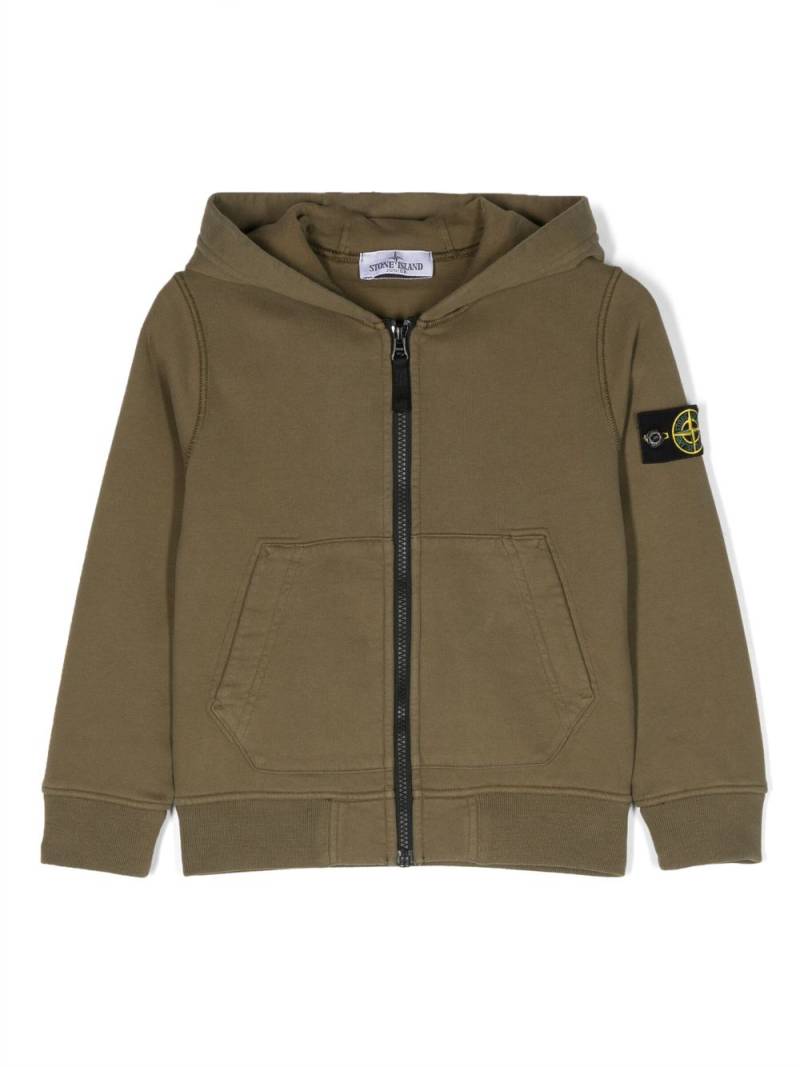 Stone Island Junior Compass logo-patch zipped cardigan - Green von Stone Island Junior