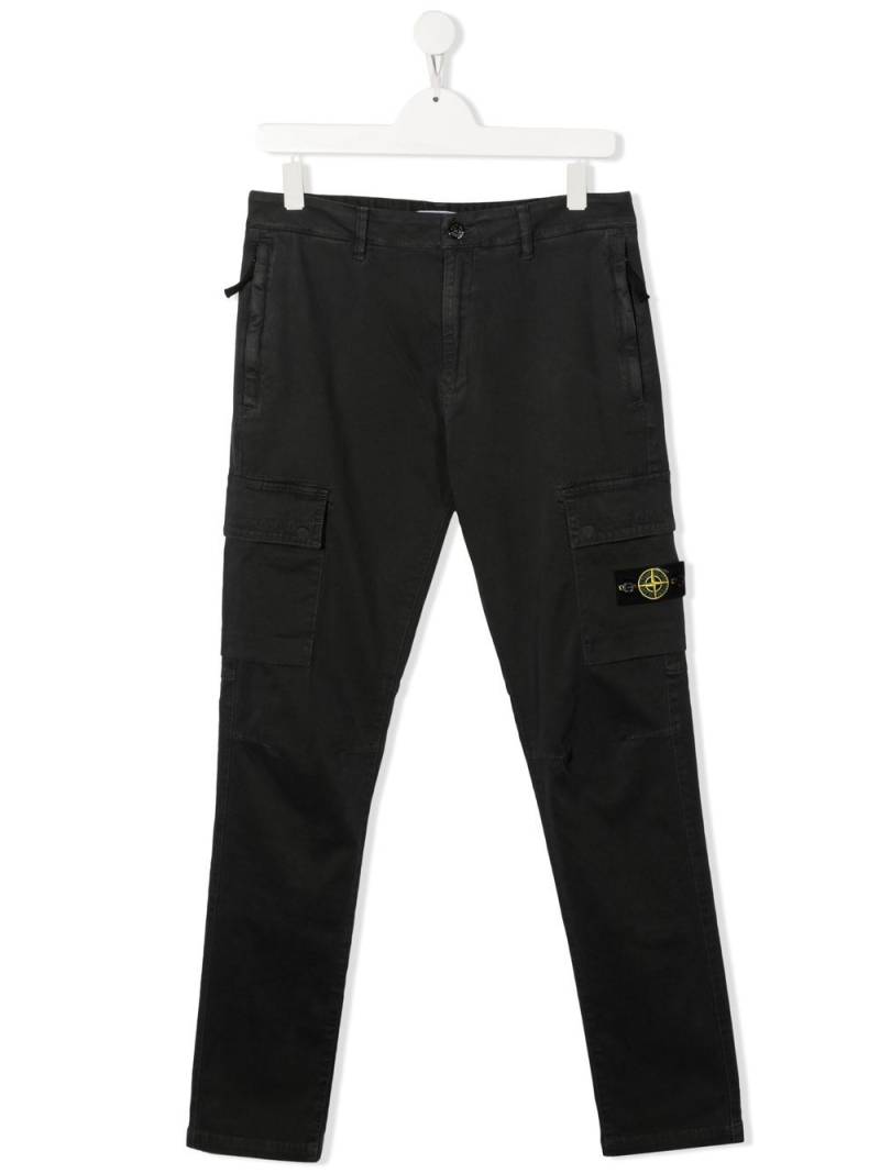 Stone Island Junior Compass-logo pockets straight trousers - Grey von Stone Island Junior