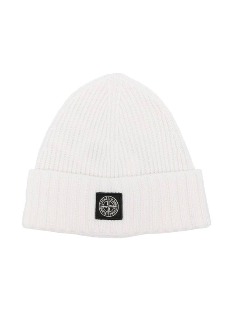 Stone Island Junior Compass-motif beanie hat - White von Stone Island Junior