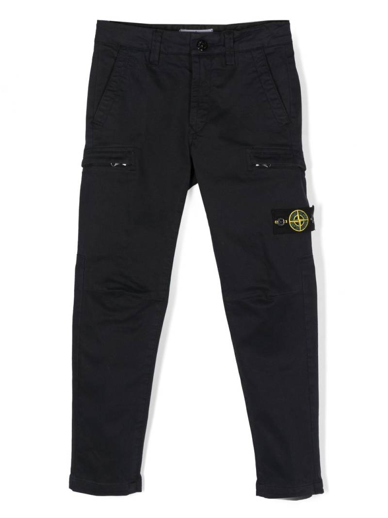 Stone Island Junior Compass-motif cotton trousers - Blue von Stone Island Junior