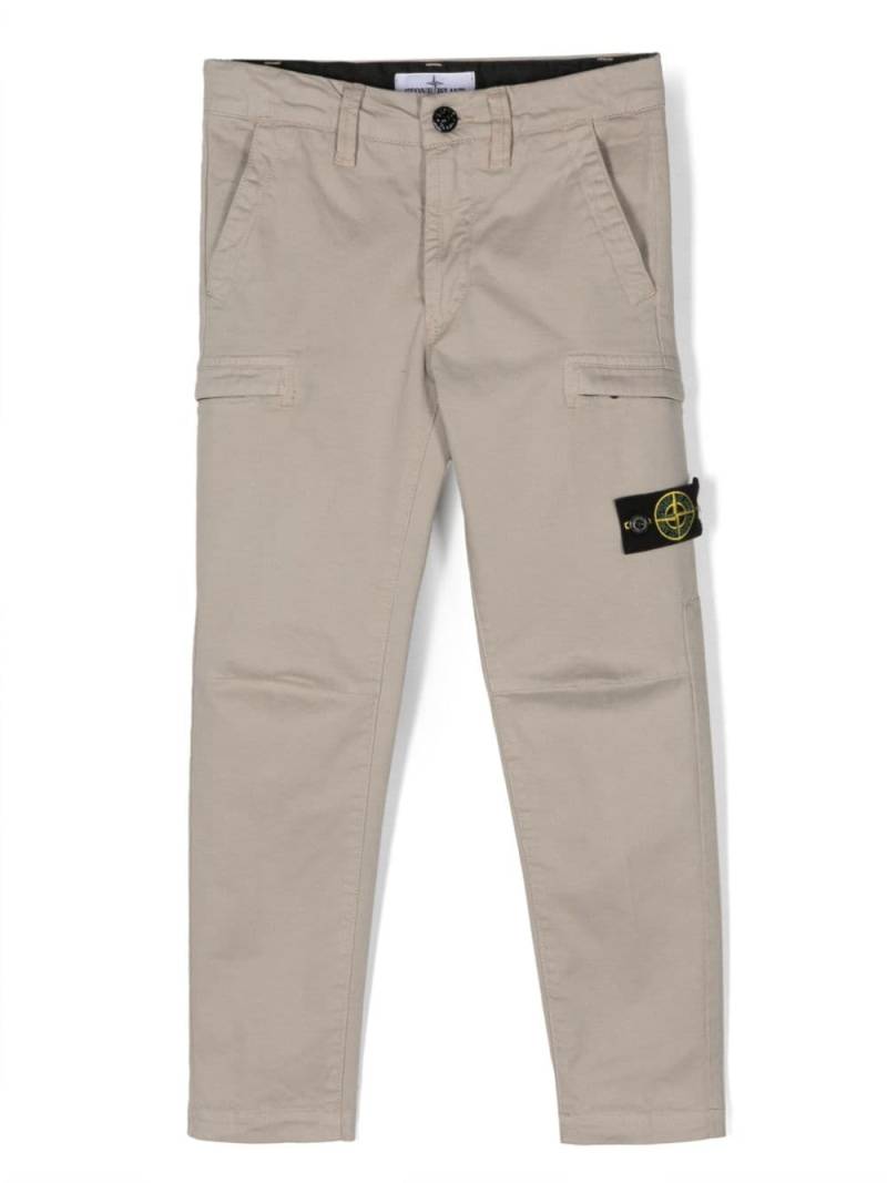 Stone Island Junior Compass-motif cotton trousers - Neutrals von Stone Island Junior