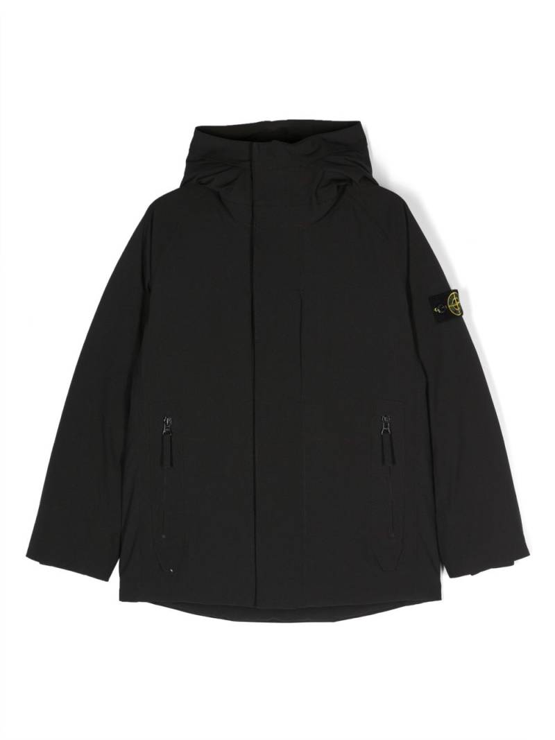 Stone Island Junior Compass-motif feather-down coat - Black von Stone Island Junior