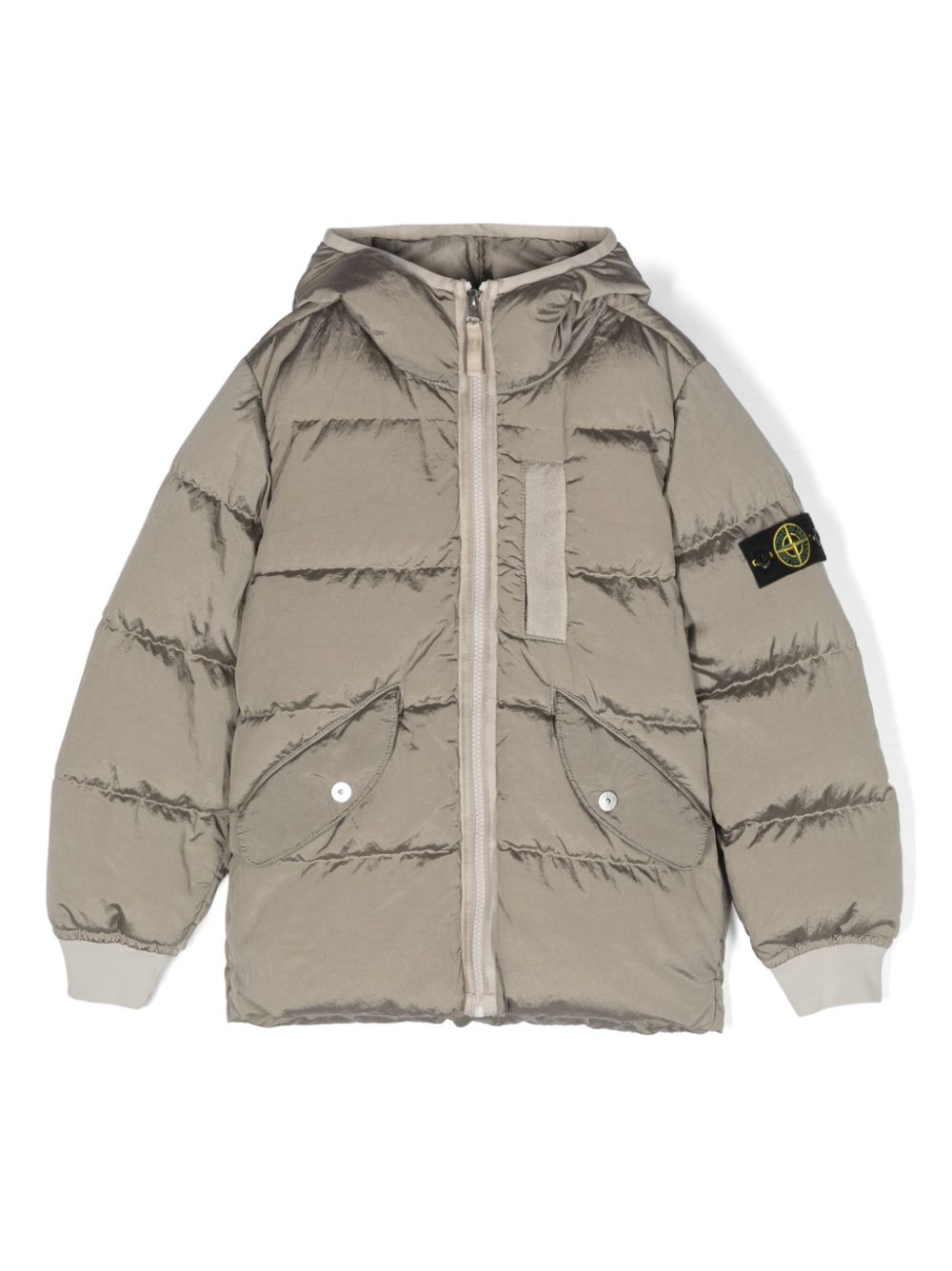 Stone Island Junior Compass-motif padded hooded jacket - Neutrals von Stone Island Junior