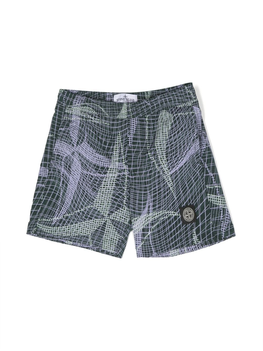 Stone Island Junior Compass-patch abstract-print swim shorts - Green von Stone Island Junior