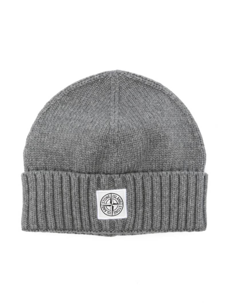 Stone Island Junior Compass-patch beanie - Grey von Stone Island Junior