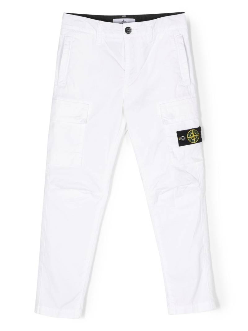 Stone Island Junior Compass-patch cargo trousers - White von Stone Island Junior