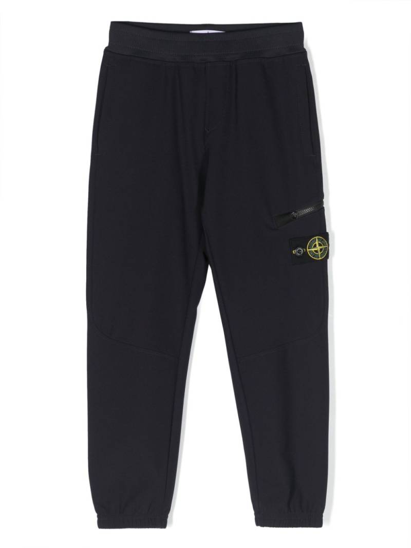 Stone Island Junior Compass-patch cotton track pants - Black von Stone Island Junior