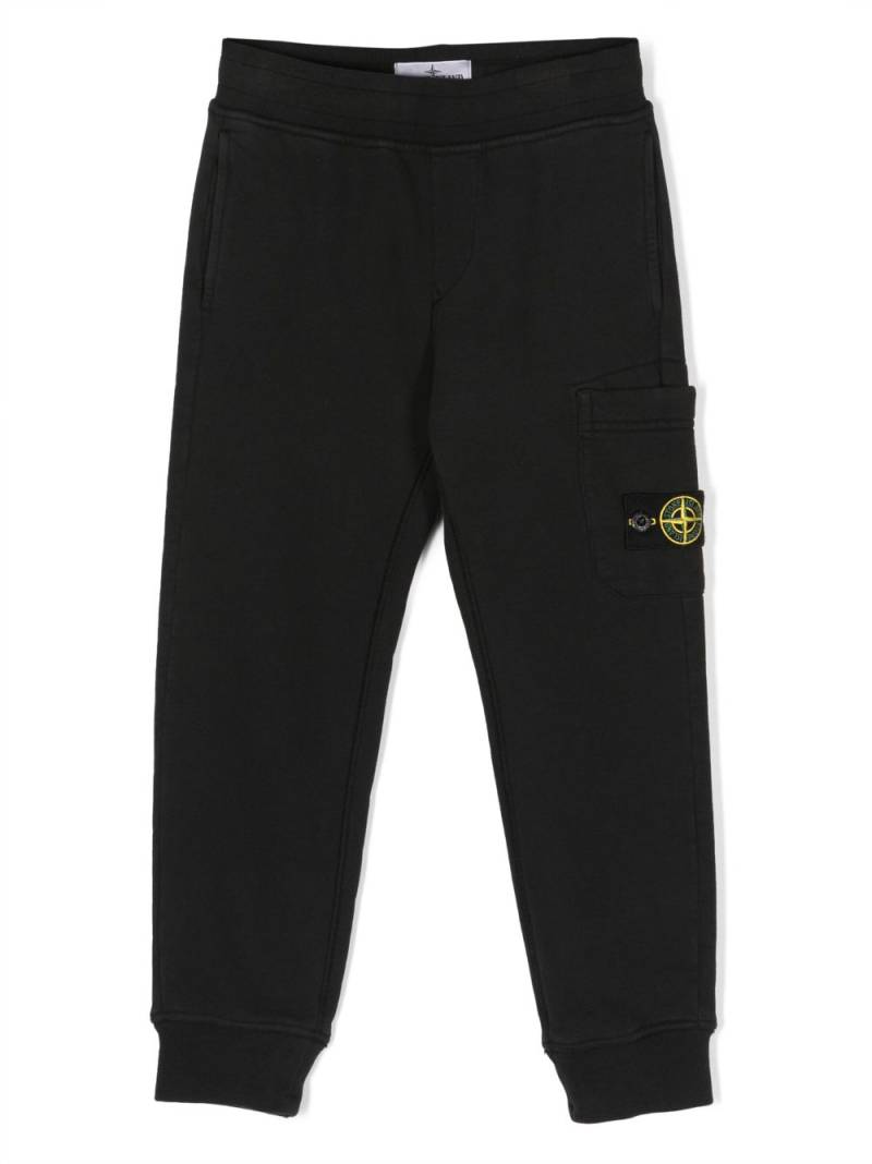 Stone Island Junior Compass-patch cotton track pants - Black von Stone Island Junior