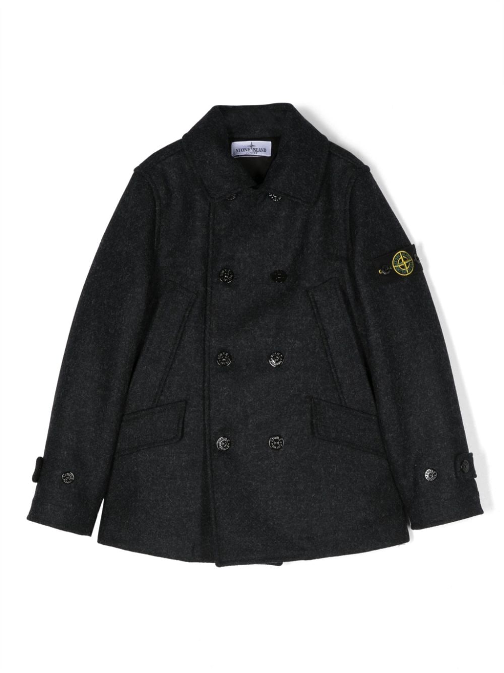 Stone Island Junior Compass-patch double-breasted coat - Blue von Stone Island Junior