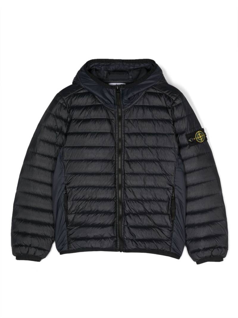 Stone Island Junior Compass-patch hooded padded jacket - Blue von Stone Island Junior