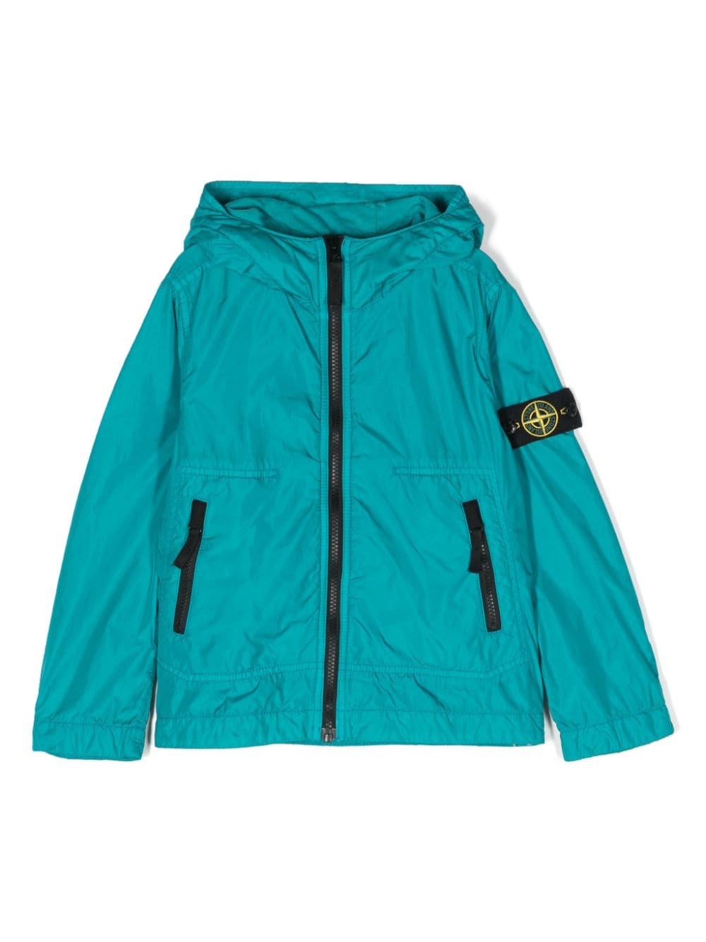 Stone Island Junior Compass-patch hooded rain jacket - Blue von Stone Island Junior