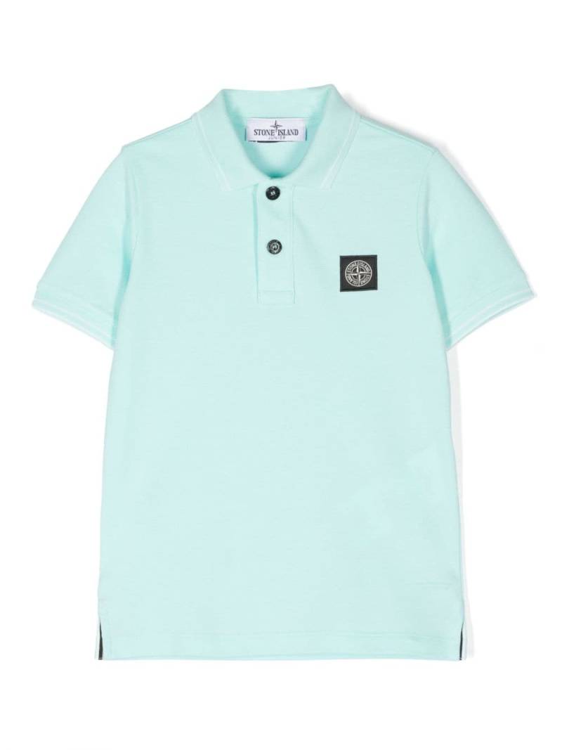 Stone Island Junior Compass-patch piqué polo shirt - Blue von Stone Island Junior