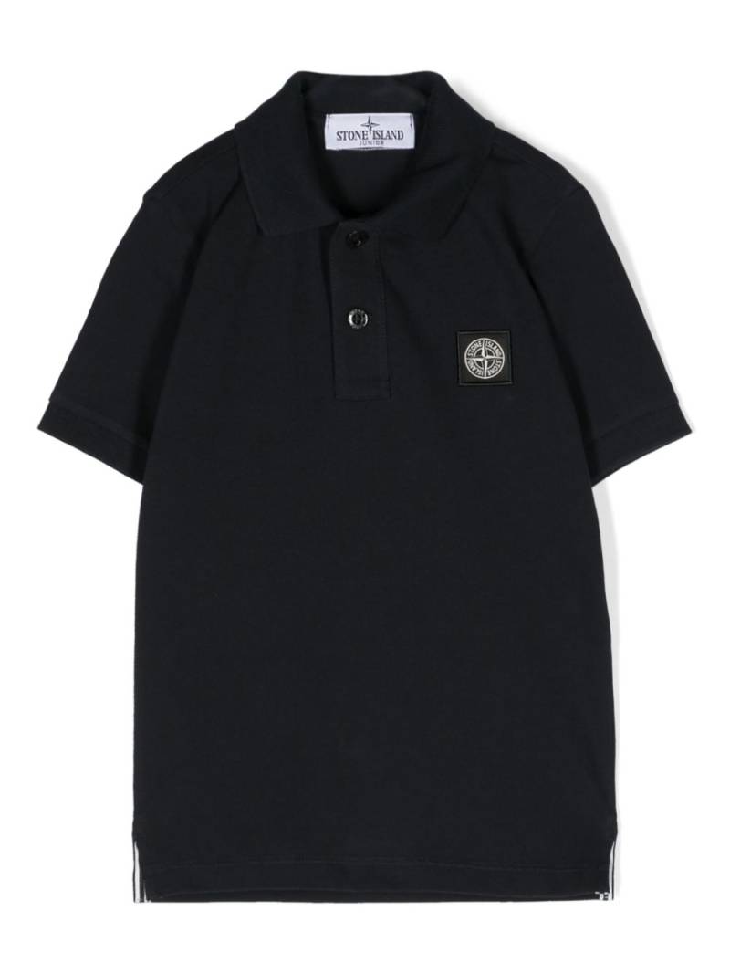 Stone Island Junior Compass-patch piqué polo shirt - Blue von Stone Island Junior