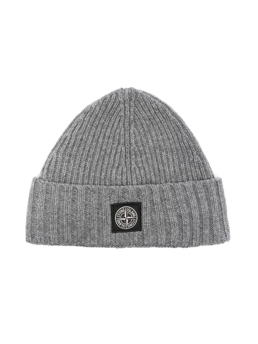 Stone Island Junior Compass-patch ribbed beanie - Grey von Stone Island Junior