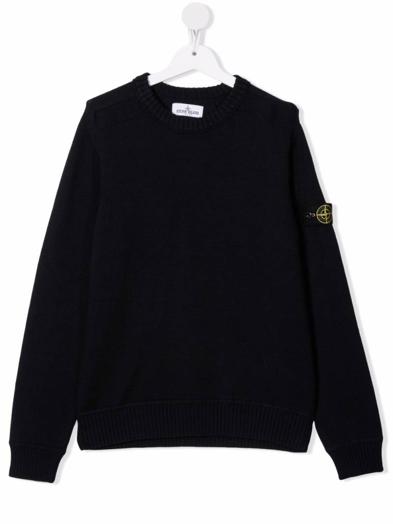 Stone Island Junior TEEN logo-patch cotton jumper - Blue von Stone Island Junior