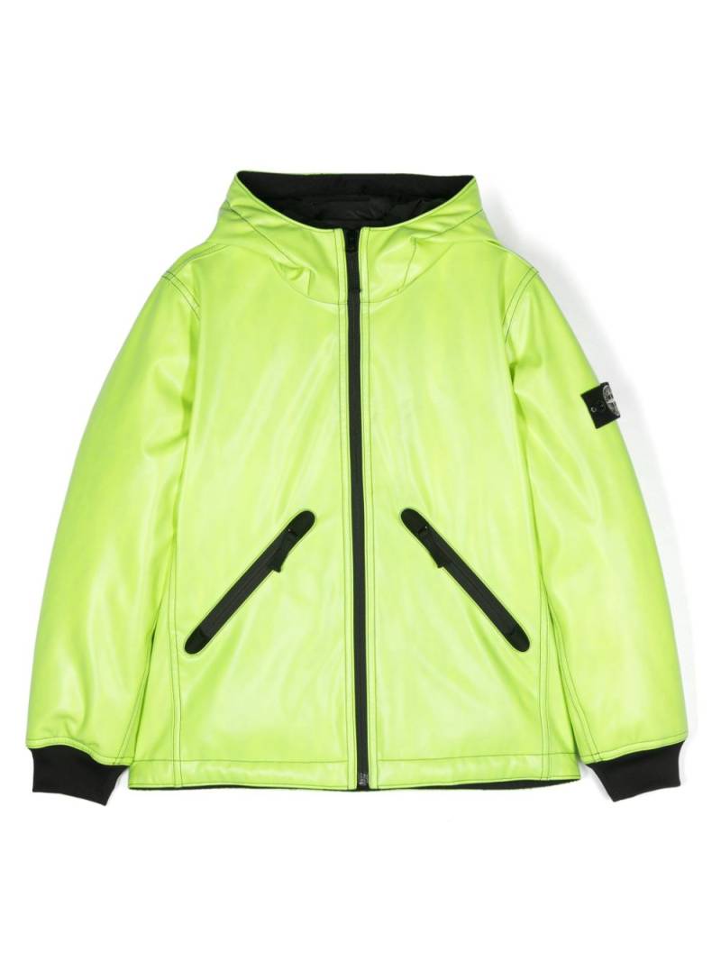 Stone Island Junior coated hooded down jacket - Green von Stone Island Junior